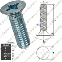 M5x20mm Phillips Countersunk Flat Head Machine Screw Bolt