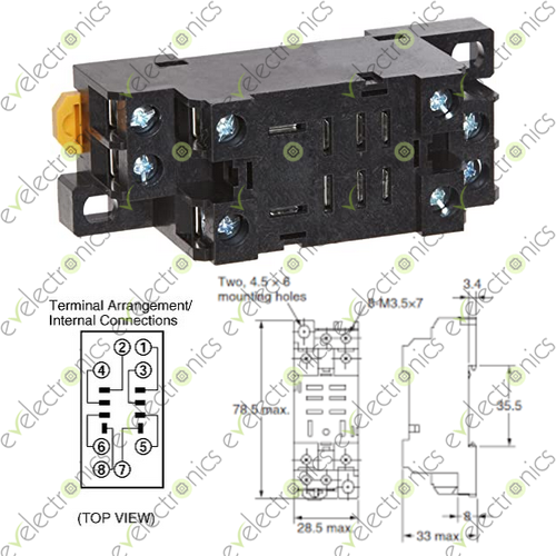 Rail Mount Relay Base Socket PTF08A 8Pin in Pakistan