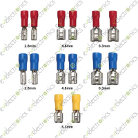 FDD1.25-250 Insulated Female Spade Crimp Terminal Connector 6.3mm 22-16 AWG Red