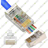 RJ45 RJ-45 Cat5 Cat6 8P8C Ethernet Shielded Pass Through Gold Plated Male Connector