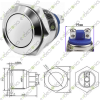 19MM 240V 5A SPST Push to Make Waterproof Momentary Stainless Steel Push Button Switch
