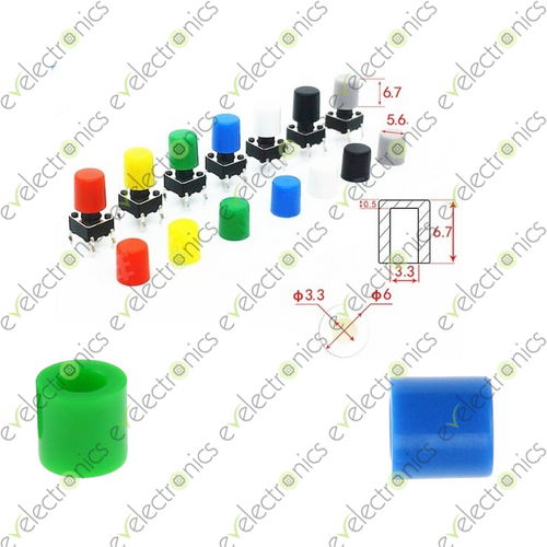 6x6mm Tactile Push Button Switch Lid Cover CAP A56 Black in Pakistan