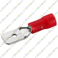 Insulated Male Crimp Spade Terminal Connector 6.3mm 22-16 AWG Red