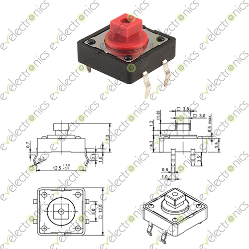 Tactile Tact Push Button Switch 12x12x7mm 4-Pin in Pakistan