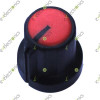 Black Plastic Knob with Pointer-Red Top 6mm Shaft
