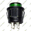 4PIN ROUND R13-523 SPST PUSH TO LOCK BUTTON GREEN