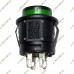 4PIN ROUND R13-523 SPST PUSH TO LOCK BUTTON GREEN
